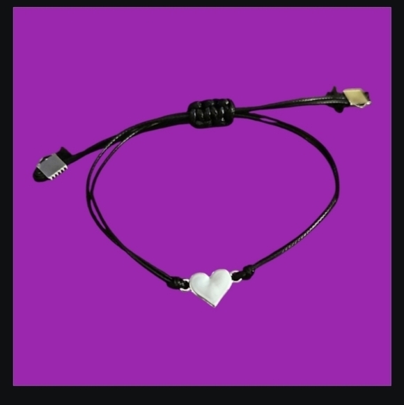 Hand Crafted Jewelry - 3/$30 Dainty Black Macrame Heart Adjustable Tennis Bracelet